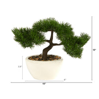 10” Cedar Bonsai Artificial Tree in Decorative Planter