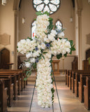 White Rose Standing Cross Spray