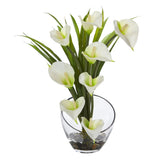 15.5" Calla Lily and Grass Artificial Arrangement in Vase