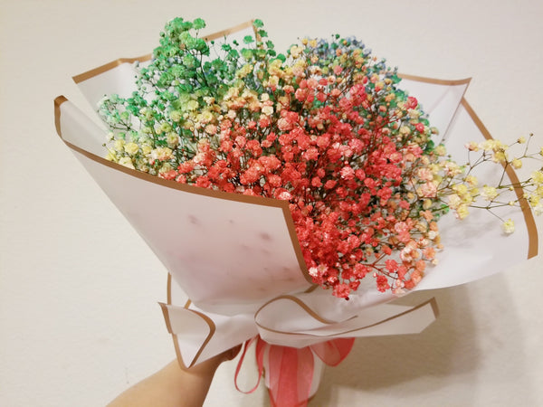 Rainbow Baby’s Breath Bouquet