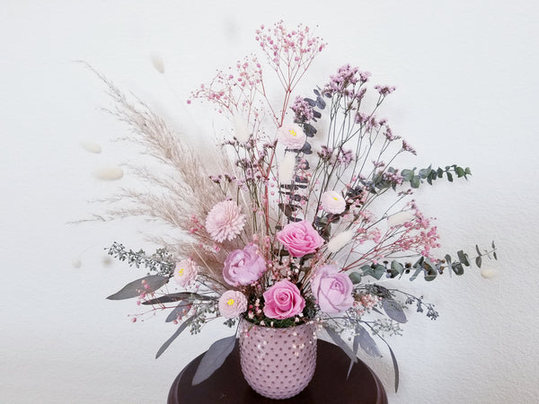 Blush & Pink Mixed Preserved/Dried Flowers Arrangement