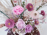 Pink & Mauve Mixed Preserved/Dried Flowers Arrangements