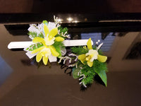 Green/Yellow Cymbidium Orchid Wrist Corsage and Boutonniere