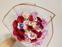 Dozen Fragrant Red Roses & Chocolates Bouquet