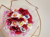 Dozen Fragrant Red Roses & Chocolates Bouquet