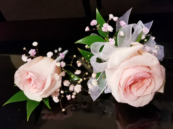 Pink Roses Wrist Corsage &  Boutonniere