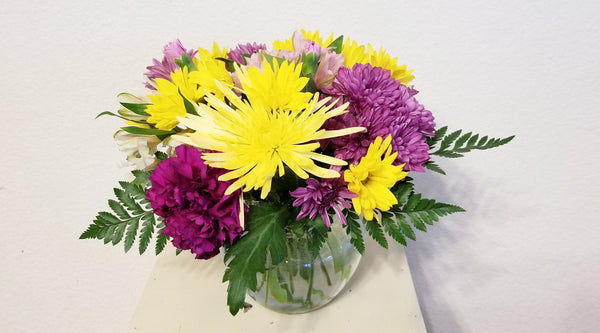 Round Fresh Cut Mixed Colorful Floral Arrangement