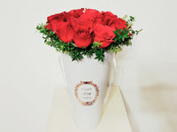 FOREVER YOURS - 18 RED ROSES In Round European Style Box