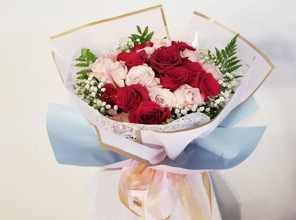 25 Red & Pink Roses Bouquet