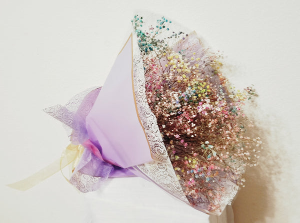 Natural Dried Rainbow Baby's Breath Lavender Bouquet (Korean Style)