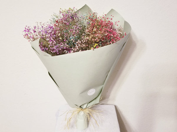 Natural Dried Rainbow Baby's Breath Green Bouquet