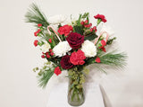 Winter Fresh Cut Mixed Floral Arrangement in Clear Vase