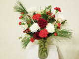 Winter Fresh Cut Mixed Floral Arrangement in Clear Vase
