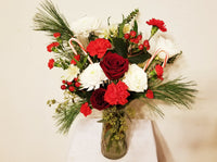 Winter Fresh Cut Mixed Floral Arrangement in Clear Vase
