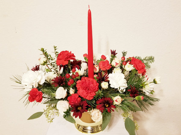 Holiday Centerpiece With 10" Candle