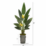 62” Bird Of Paradise Artificial Plant In Vintage Metal Planter (Real Touch)