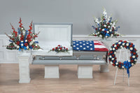 Red White and Blue Patriotic funeral arrangements Package II